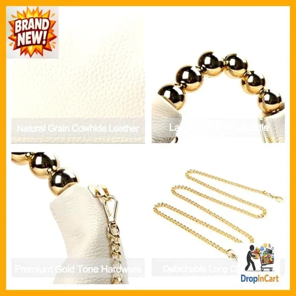 Designer Top Handle Clutch Crossbody Purse Elegant Pearl Tote Chain Strap
